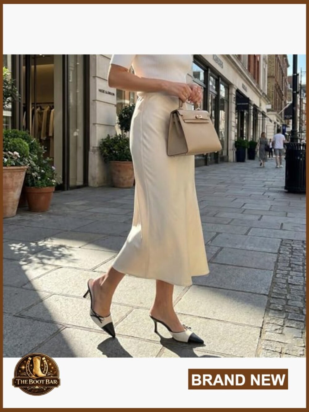 Women's Kitten Heel Bow Mules Pointed Toe Slip On Pumps Two Tone Backless Dress - Picture 5 of 6